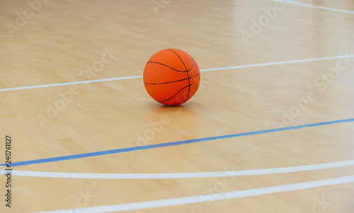 Basketball ball over floor in the gym. Team sport. © Augustas Cetkauskas