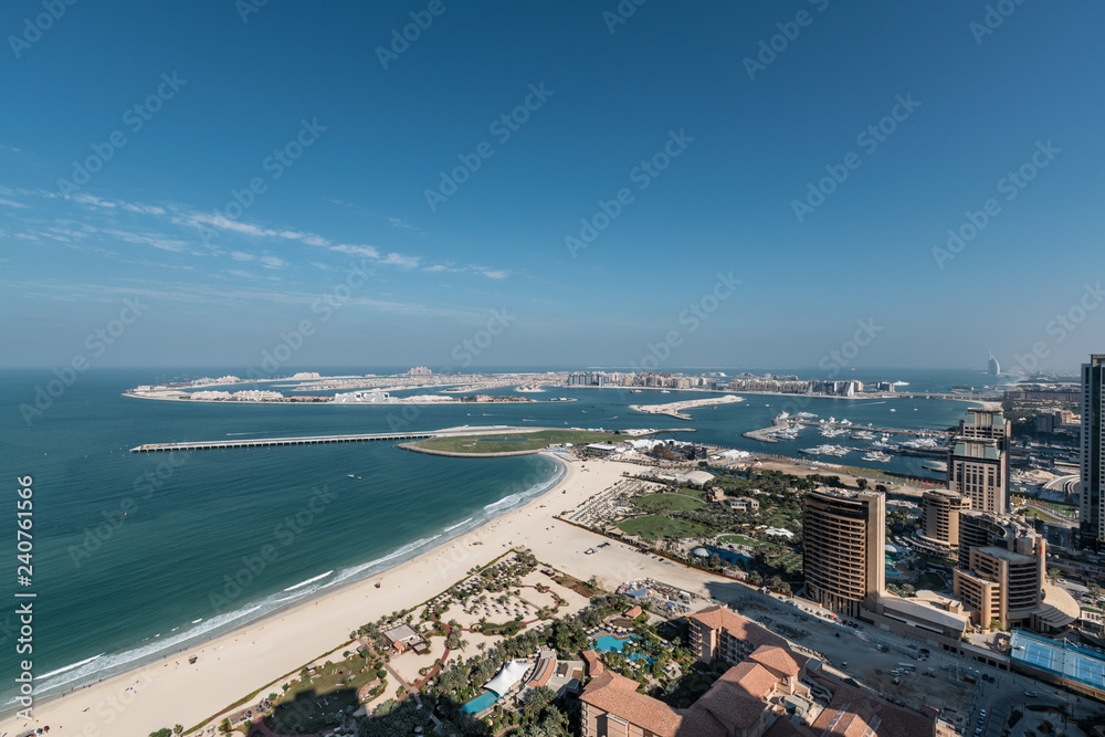 View towards the Palm Jumeirah, Dubai, United Arab Emirates