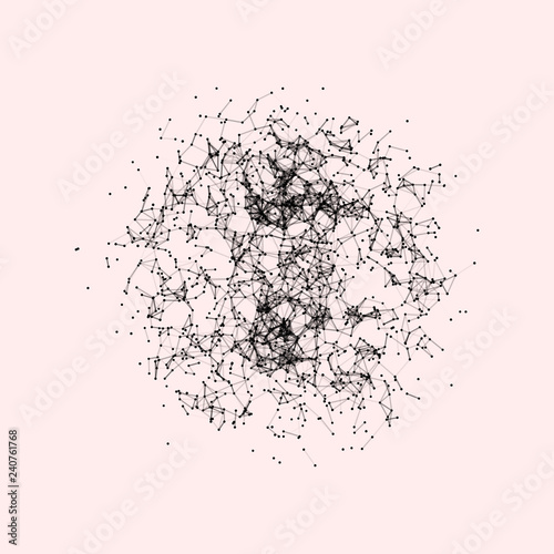 Abstract 3d sphere made of points. Abstract vector mesh sphere made of points. 3D effect ornament. Made of dots and points