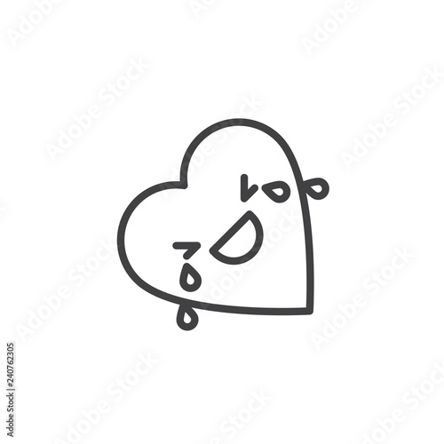 Face With Tears of Joy emoticon outline icon. linear style sign for mobile concept and web design. Laughing heart face character emoji line vector icon. Symbol logo illustration. Pixel perfect vector