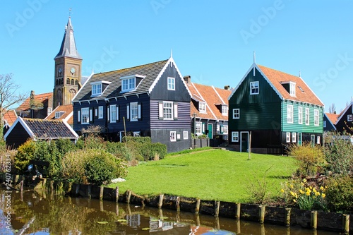 Marken, Netherlands. Traditional colorful wooden houses of the typical fisherman village.