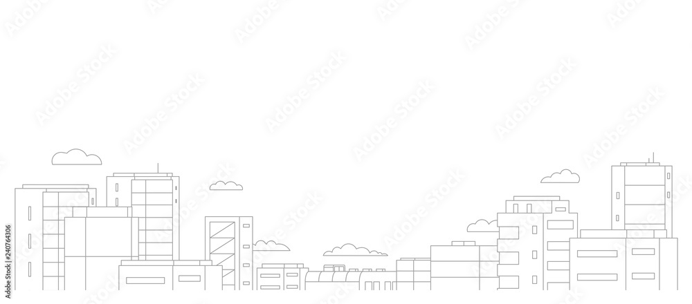 Web banner background. City panorama. Outline style background. Place for text.
