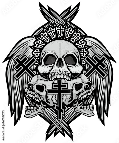 Gothic coat of arms with skull, grunge vintage design t shirts