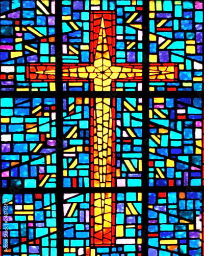 Stained Glass Cross with a Mosaic Background