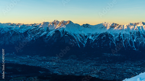 golden hour in the austrian alps at winter photo