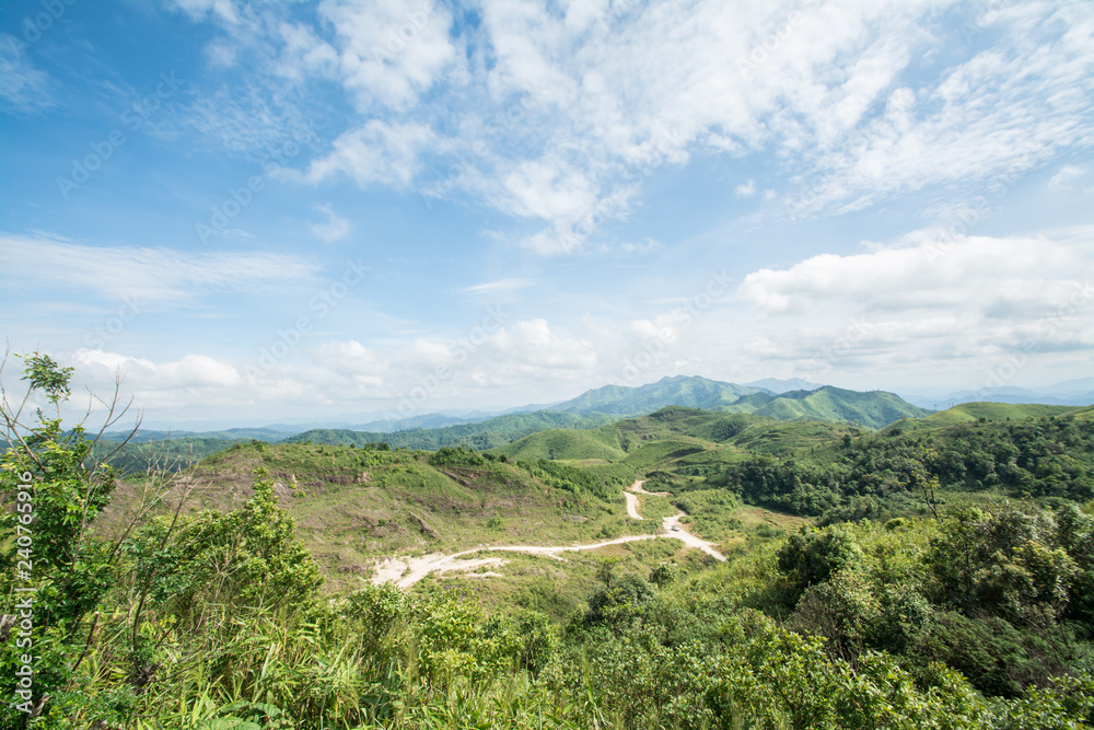 Obraz premium high angle view over Ban I-Tong village, Pilok, Thong Pha Phum. Kanchanaburi, Thailand in afternoon