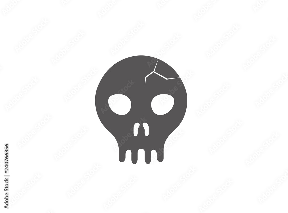 Cracked the human skull head logo design