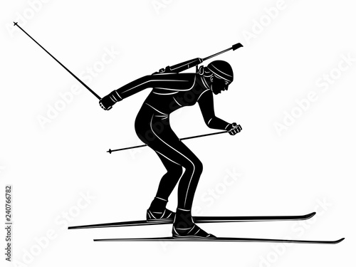 illustration of a biathlon skier , vector draw