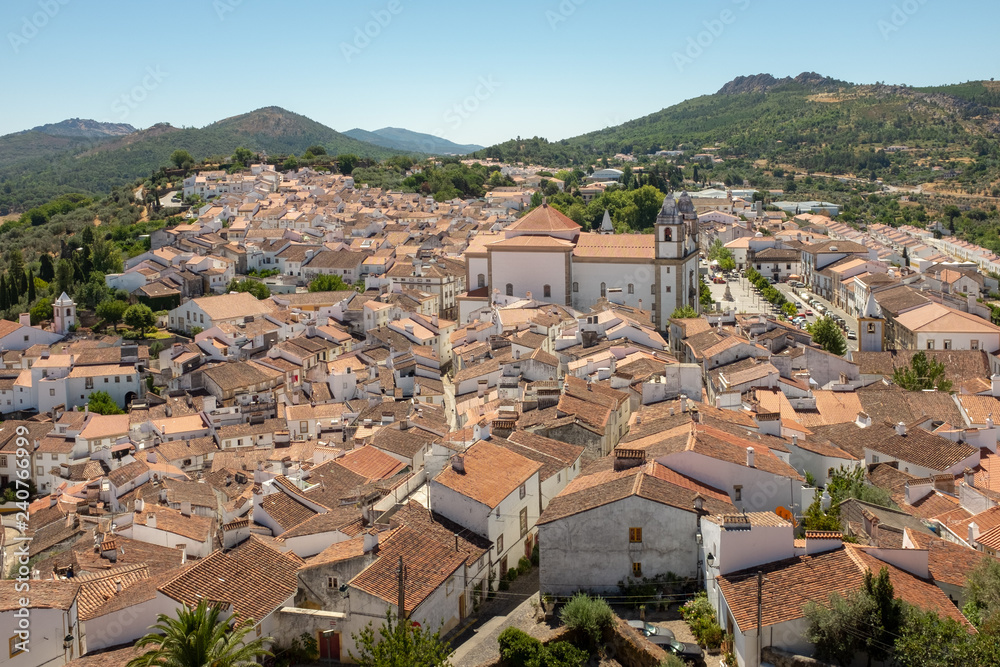 View of the hilltop village of Castelo de Vide in Alentejo, Portugal, from the castle