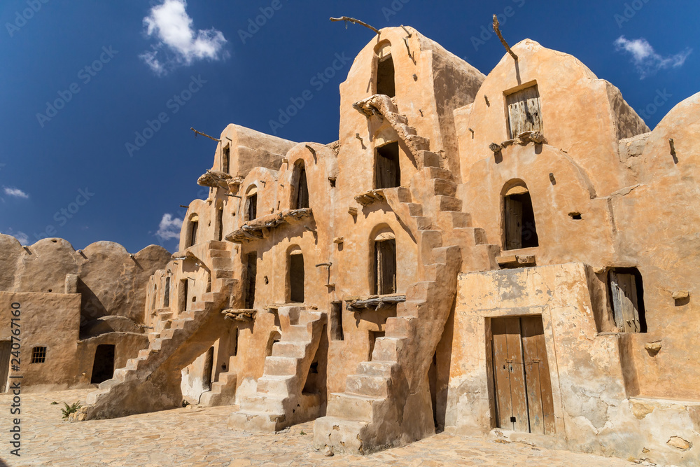 Granaries (grain stores) of a berber fortified village, known as  ksar.  Ksar Ouled Soltane, Tunisia