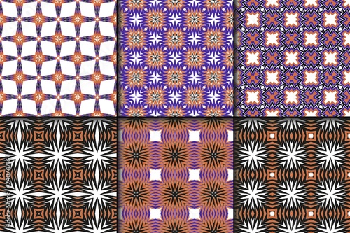 Set of Seamless geomteric patterns. Vector illustration. Hand drawn wrap wallpaper, cover fabric, cloth textile design
