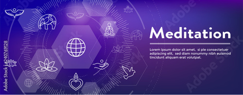 Zen Meditation Mandala Design Symbol Concept with Swirly Yoga Embellishments Web  Header Banner