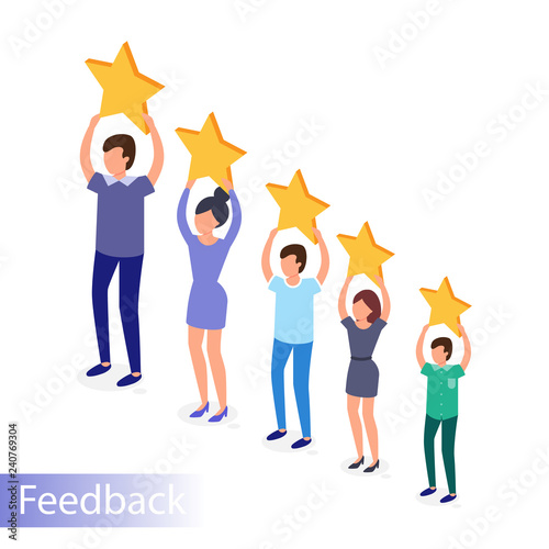 Boys and girls give rating  vector illustration template, can use for landing page, template, ui and web, poster.