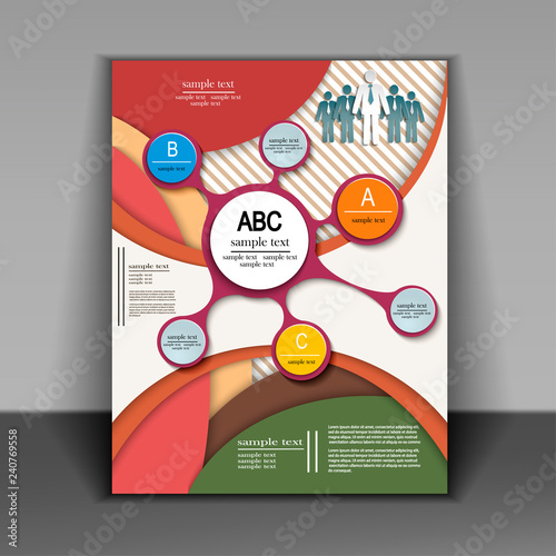 flyer design or booklet with elements of infographics photo