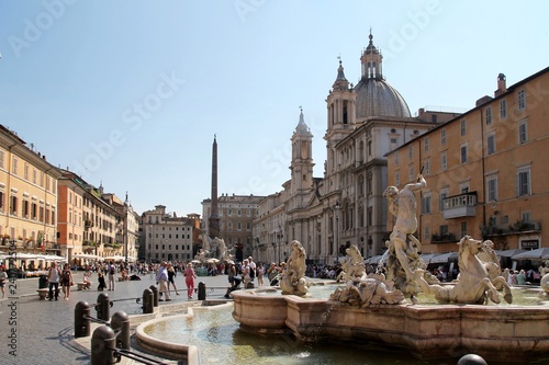 Piazza Navona, rome, italy, square, ancient, Fountain of the four Rivers, Egyptian obelisk, Baroque, architecture, church, cathedral, building, old, religion, landmark, history, 