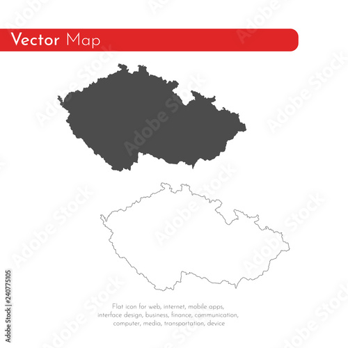Vector map Czech Republic. Isolated vector Illustration. Black on White background. EPS 10 Illustration.