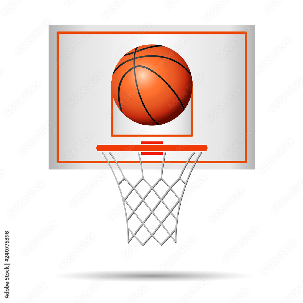 Basketball basket, hoop, ball