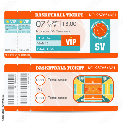 Basketball Ticket Modern Design