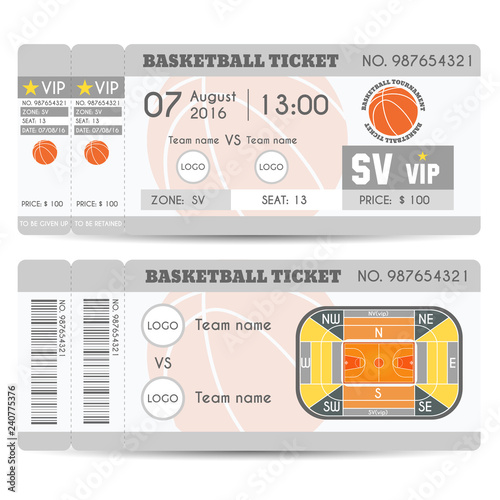 Basketball Ticket Modern Design