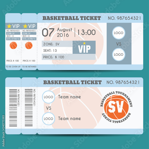 Basketball Ticket Modern Design