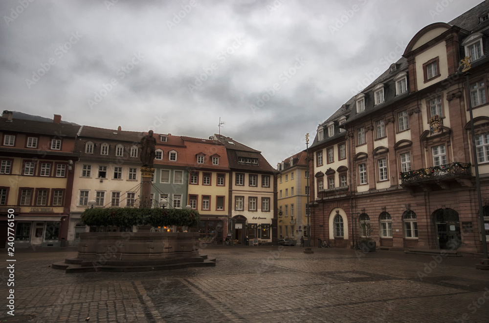 Heidelberg / Germany - January 1 - 2016 : City square of Heidelberg at New's year Day