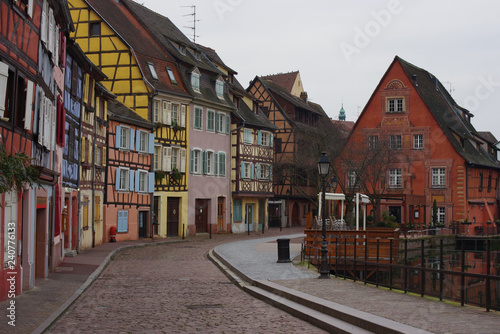 Colorful street view from Little Venice of Colmar