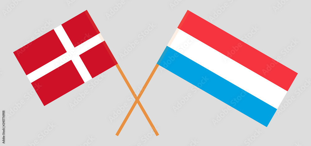Luxembourg and Denmark. The Luxembourgish and Danish flags. Official proportion. Correct colors. Vector