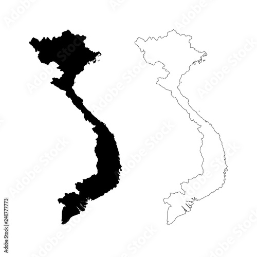 Vector map Vietnam. Isolated vector Illustration. Black on White background. EPS 10 Illustration.