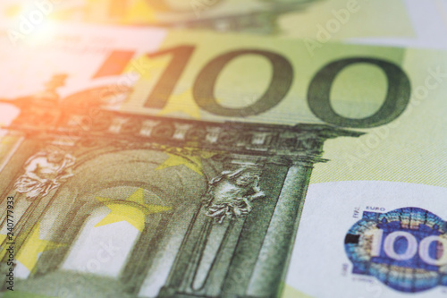 Fotografía One hundred euro banknote background close up