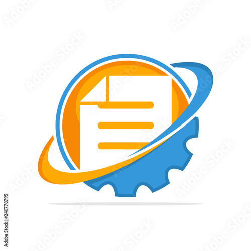 Vector illustration icon with the concept of a work management system that manages documents