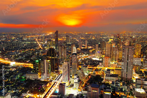 Cityscape night city Bangkok skyline Thailand Asia