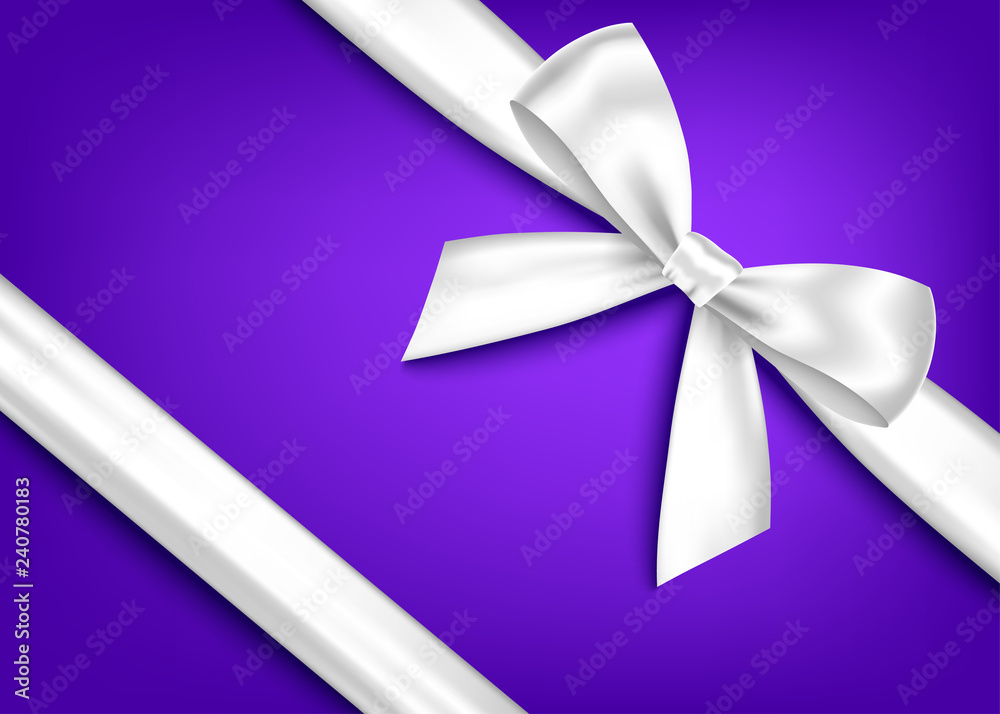 Silver realistic gift bow with horizontal ribbon. Silver realistic gift bow with horizontal ribbon.