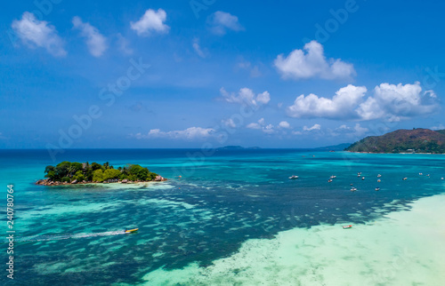 Aerial view of beautiful island at Seychelles. Top view from drone © gawriloff
