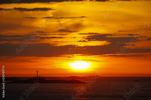 Colorful beautiful sunset at Atlantic Ocean in Norway © irmoske