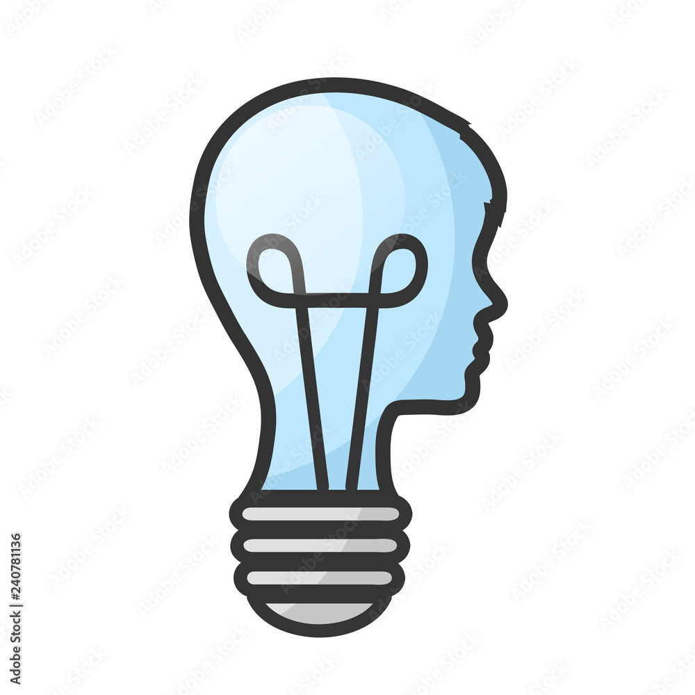 Concept of man head like bulb with brain on white, stock vector illustration Concept of man head like bulb with brain on white, stock vector illustration
