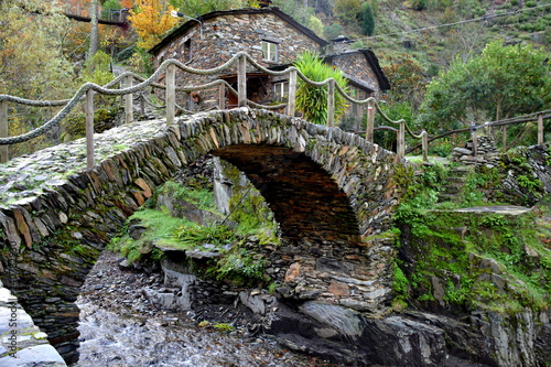 Traditional Houses and Bridges at Foz de Egua, near Piodao, remote village in Central Portugal photo