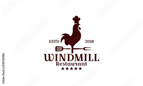 windmill restaurant logo design template