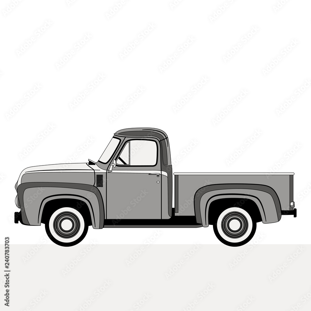 pickup, vector illustration , flat style,profile