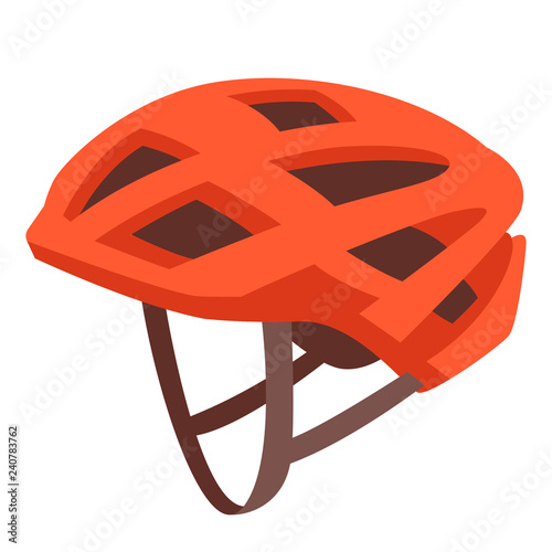   red bicycle helmet , vector illustration , flat style