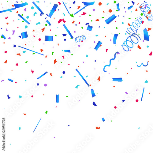 Colorful confetti on white background.