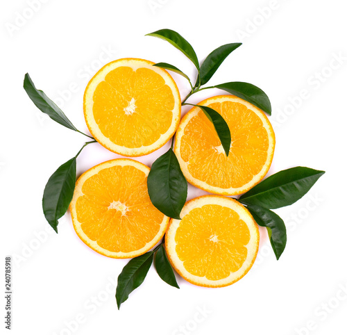 Fototapeta Naklejka Na Ścianę i Meble -  Citrus fruits isolated on white background. Pieces of orange isolated on white background, with clipping path. Top view.