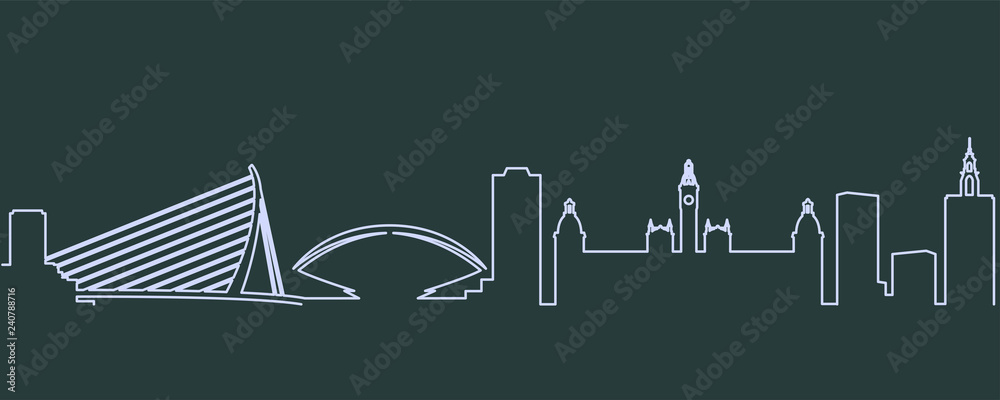 Naklejka premium Valencia Single Line Skyline