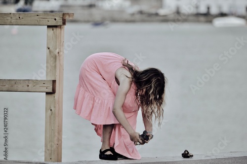 Beach Girl in Pink Dress