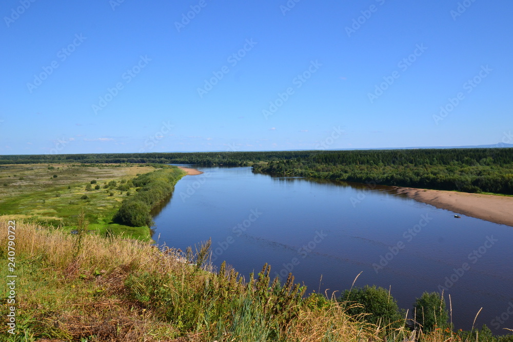 summer day on the bank of Colva, Ural