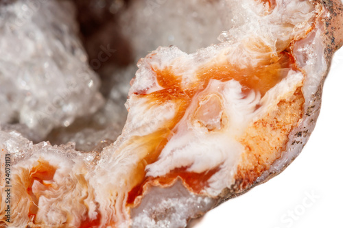 Fototapeta Naklejka Na Ścianę i Meble -  Macro mineral stone agate kidney gerbera on white background close up