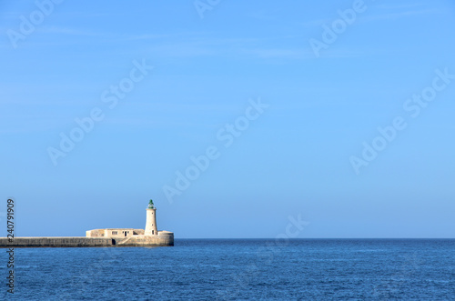 Lighthouse at the Grand Habor in Valletta, Malta