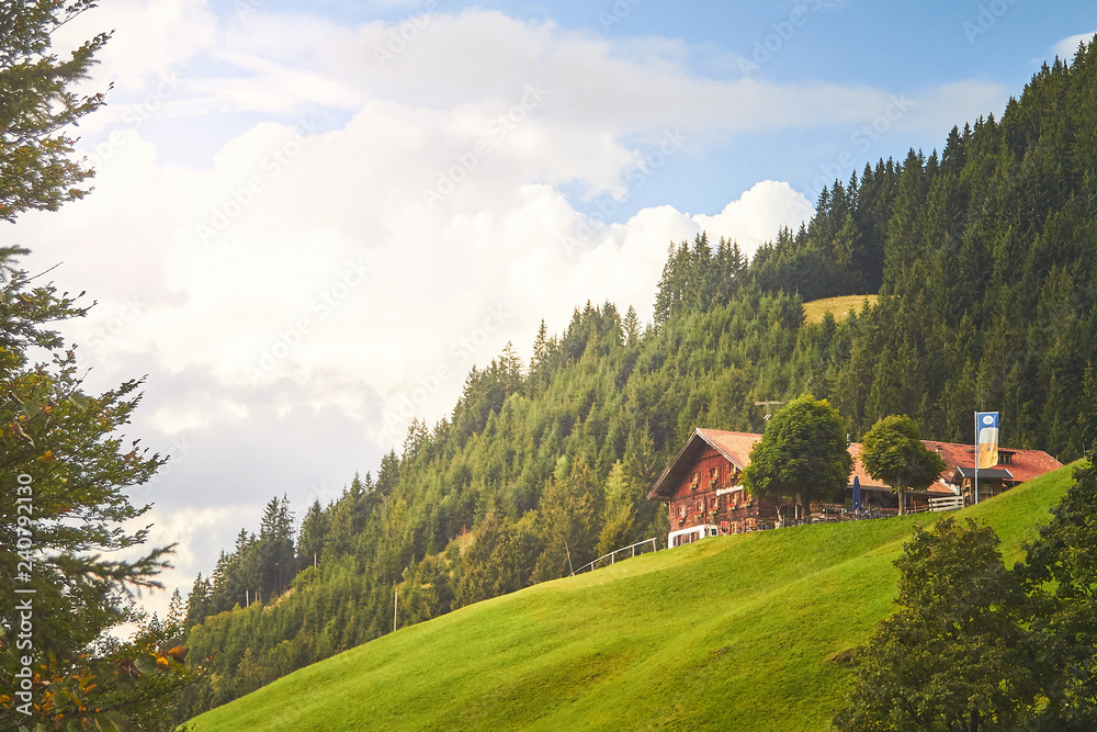 Alps Landscapes - Mountains green with hause and Street Alps Landscapes - Mountains green with hause and Street
