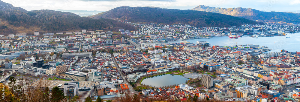 Obraz premium Bergen, Norway. Aerial view