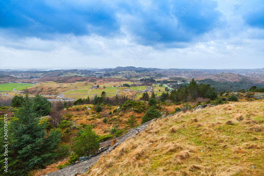 Fototapeta premium Rural Norwegian landscape at cloudy day
