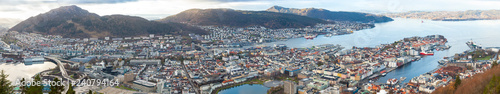Bergen, Norway. Aerial wide panorama